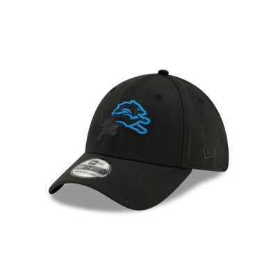 Black Detroit Lions Hat - New Era NFL NFL Logo Elements 2.0 39THIRTY Stretch Fit Caps USA0871963